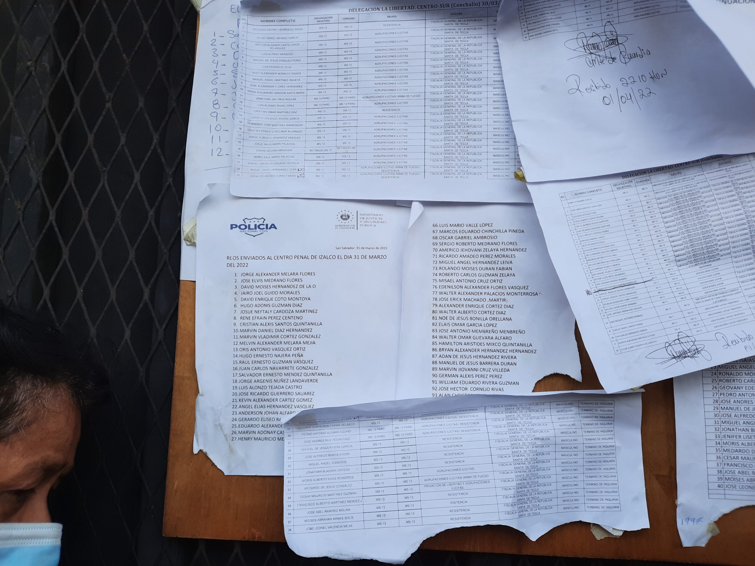 Listas de los detenidos en El Penalito. Foto David Ernesto Pérez.